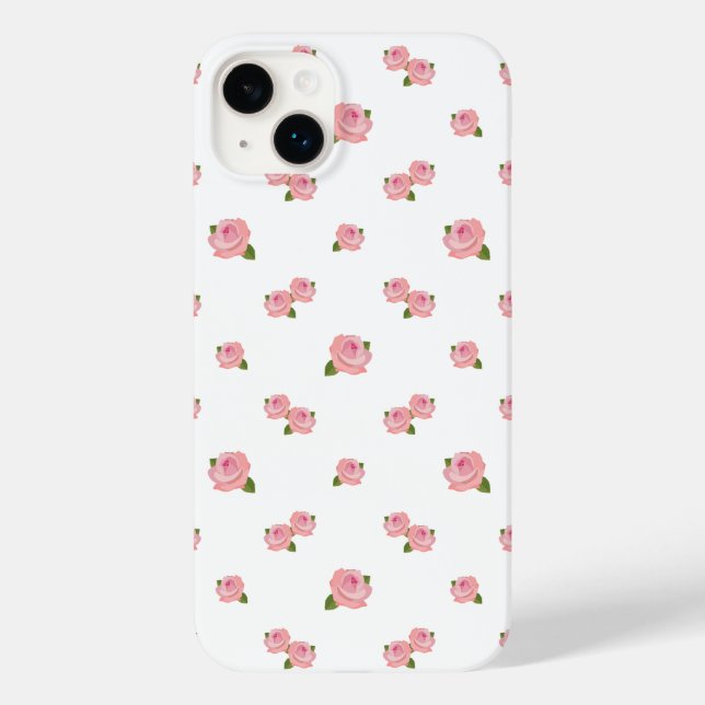 Coques Case-Mate iPhone Roses roses Motifs sur blanc (Verso)