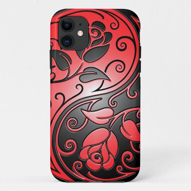Coques Case-Mate iPhone Roses, rouge et noir de Yin Yang (Dos)