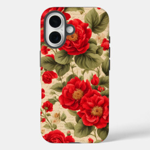 Coque Pour iPhone 16 Roses rouges brillantes et Journal de junk textuel