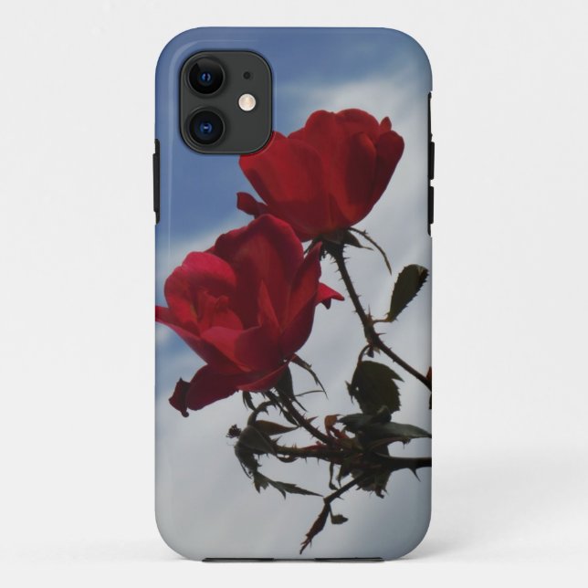 Coques Case-Mate iPhone Roses rouges contre un ciel bleu vif (Dos)