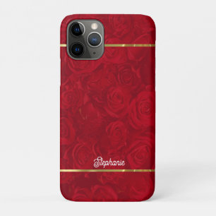 Case-Mate iPhone Case Roses rouges romantiques Bandes d'or Accent