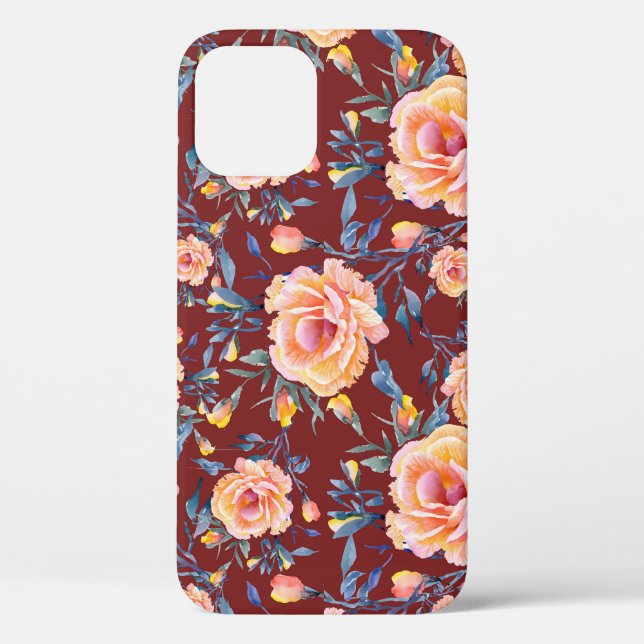 Coques Case-Mate iPhone Roses, sans soudure, motif arrière - plan rouge (Verso)