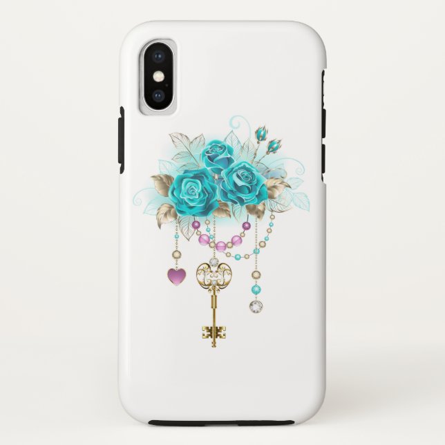 Coques Case-Mate iPhone Roses turquoise avec touches (Dos)