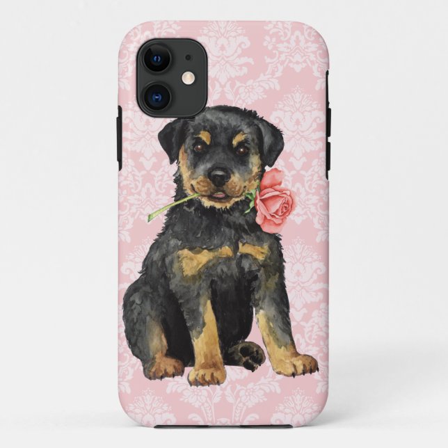Coques Case-Mate iPhone Rottweiler rose de Valentine (Dos)