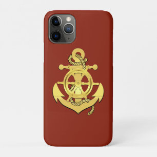 Case-Mate iPhone Case Roue/ancre du navire nautique rouge/or