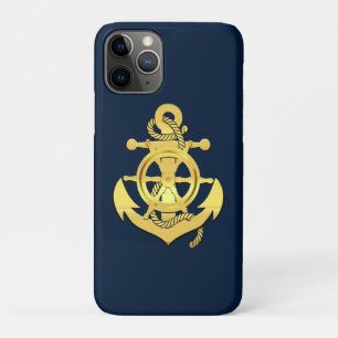Case-Mate iPhone Case Roue/ancre marine bleu/or du navire nautique
