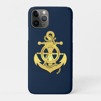 Case-Mate iPhone Case Roue/ancre marine bleu/or du navire nautique