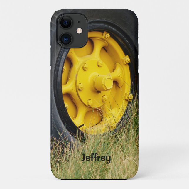 Coques Case-Mate iPhone Roue jaune Nom personnalisé (Dos)