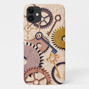 Case-Mate iPhone Case Roues à vapeur, engrenages, clés, vieille carte Pe