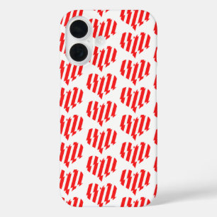 Coque Pour iPhone 16 Rouge Abstrait n Blancs Valentine Coeur