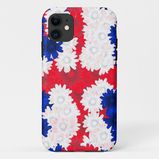 Coques Case-Mate iPhone Rouge blanc, bleu floral (Dos)