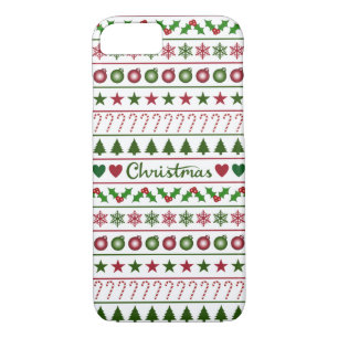 Case-Mate iPhone Case Rouge blanc de vert de motif de motifs de Noël