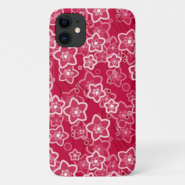 Coques Case-Mate iPhone rouge blanc floral rustique mode motif rétro (Dos)