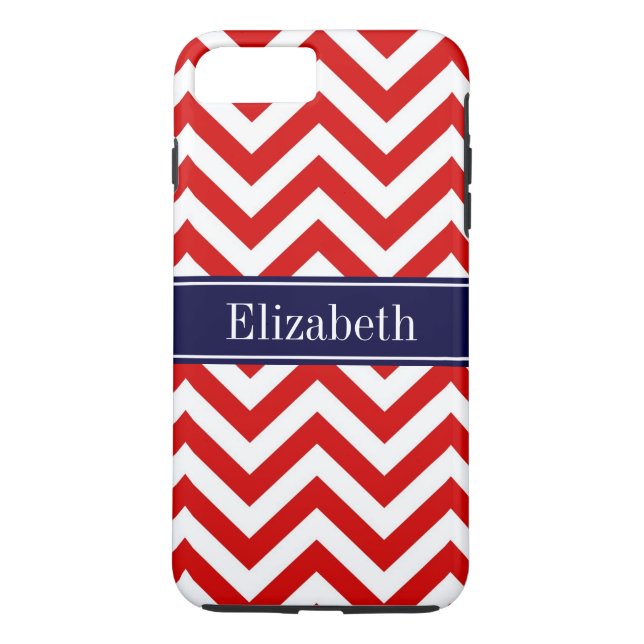 Coques Case-Mate iPhone Rouge Blanc LG Chevron Marine Nom bleu Monogramme (Dos)