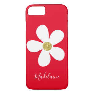 Case-Mate iPhone Case Rouge Blanc Simple Daisy Gold Personnel