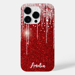Coque Pour iPhone 14 Pro Rouge Blanc Snowy Driving Snowflake Nom personnali