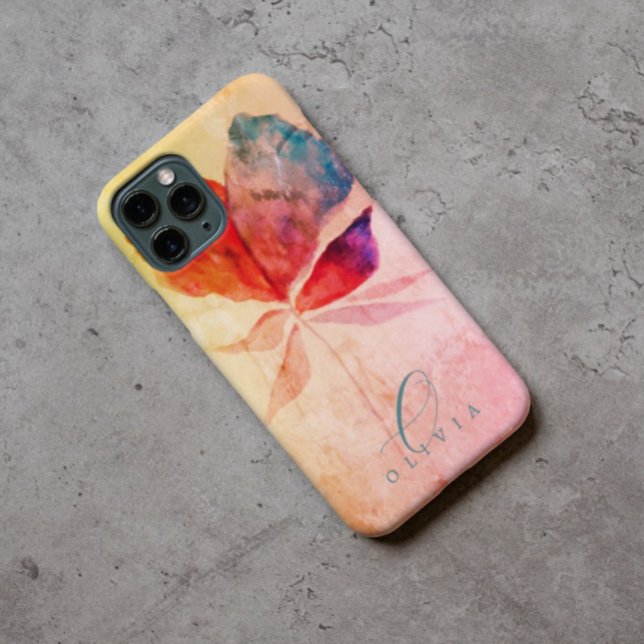 Coques Case-Mate iPhone Rouge bleu mauve Floral Signature Monogramme (Créateur téléchargé)