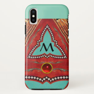ETUI iPhone Case-Mate ROUGE BLEU MONOGRAMME TRIANGLE GÉOMÉTRIQUE ABSTRAI
