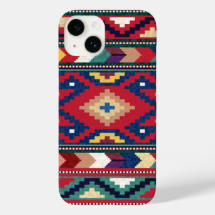 Coque Pour iPhone 14 Rouge Bleu Vert Jaune Blanc Oriental Kilim Rug