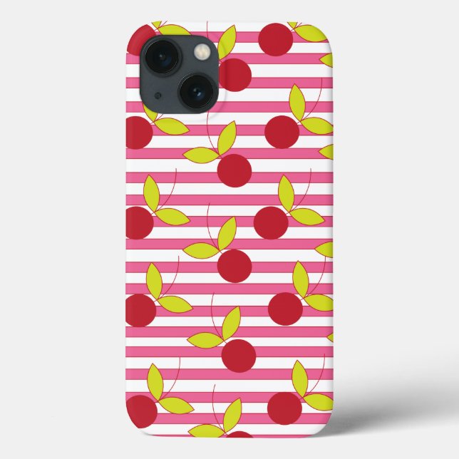 Coques Case-Mate iPhone Rouge cerisier rose et blanc (Verso)