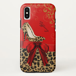 Case-Mate iPhone Case Rouge chic et Empreinte de léopard