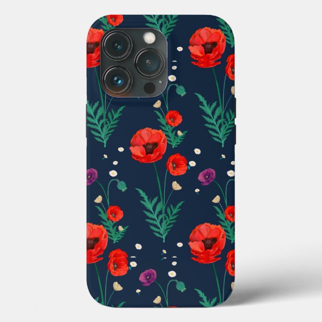 Coques Case-Mate iPhone Rouge Coque-coque iphone de design floral-pavot (Verso)