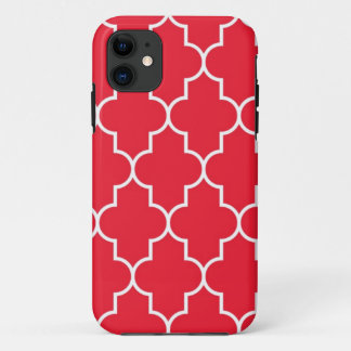 Coques Pour iPhone Rouge de cerise Quatrefoil