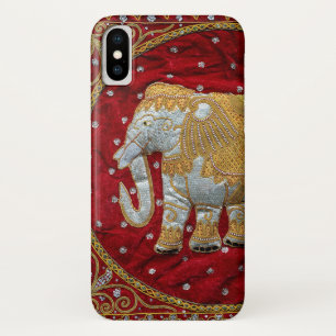 Coque Case-Mate Pour iPhone Rouge embelli et or d'éléphant d'Asie