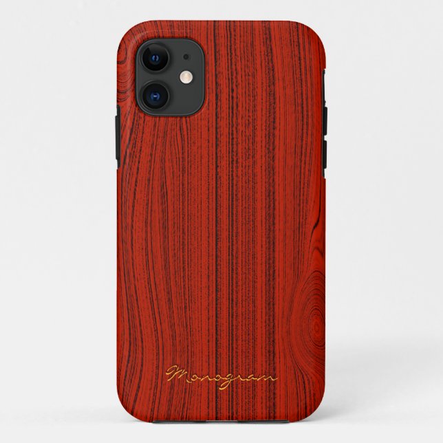 Coques Case-Mate iPhone Rouge en acajou bois Motif Look (Dos)