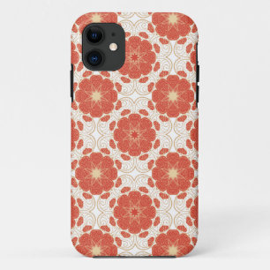Coque Case-Mate Pour iPhone Rouge et motif floral de dentelle d'or