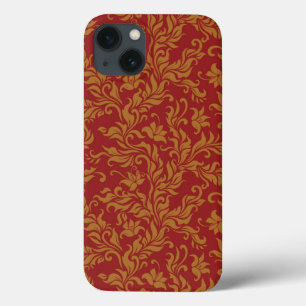 Etui iPhone Case-Mate Rouge et motif floral d'or