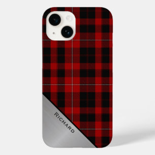 Coque Pour iPhone 14 Rouge et noir Cunningham Plaid & Aluminium Look