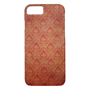 Coques Pour iPhone Rouge et or Art Nouveau Damas