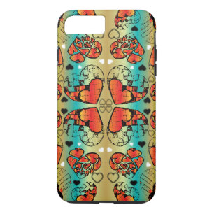 Coques Pour iPhone Rouge et vert Whimsical Romantique Coeurs motif
