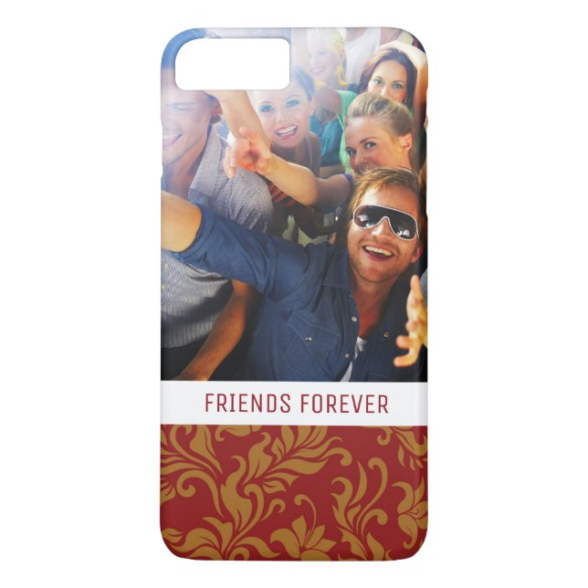 Coques Case-Mate iPhone Rouge fait sur commande de photo et de textes et (Dos)