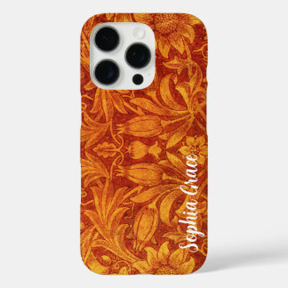 Coques iPhone 16 Pro Rouge floral et jaune doré Wm Morris Ajouter un no