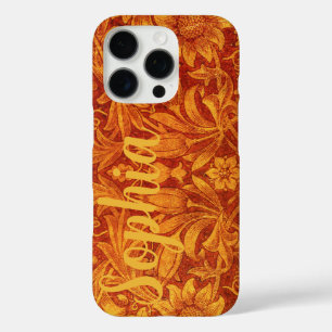 Coques iPhone 16 Pro Rouge floral et jaune doré Wm Morris Ajouter un no