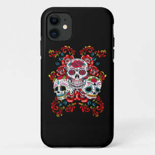 Case-Mate iPhone Case Rouge Floral Triple Crâne de sucre Jour des morts