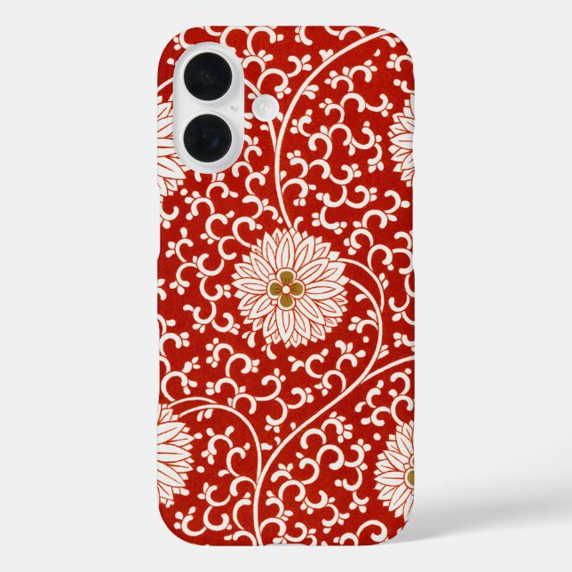 Coques Case-Mate iPhone Rouge Floral Vibrant Ornate Classé Motif (Verso)