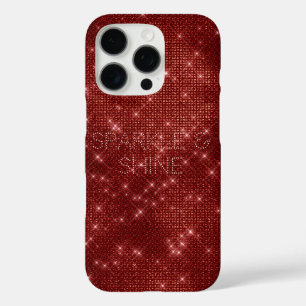 Coques iPhone 16 Pro Rouge Glitzy Chic Glam Étincelle