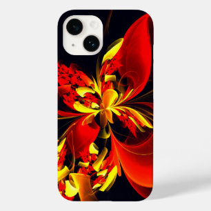 Coque Pour iPhone 14 Rouge Jaune Floral Moderne Résumé Modèle Art #10