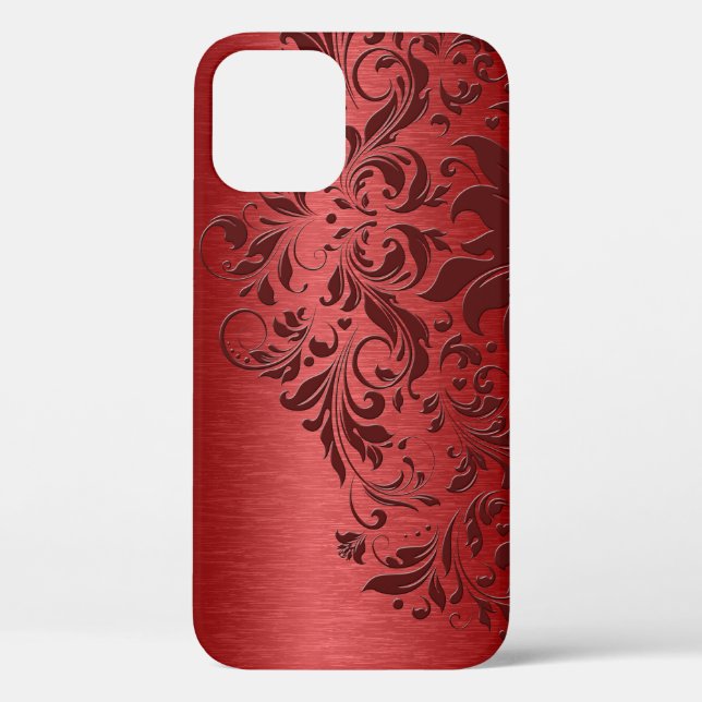 Coques Case-Mate iPhone Rouge métallique brossé en aluminium et dentelle r (Verso)
