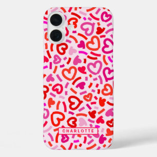 Coques iPhone 16 Plus Rouge moderne rose violet romantique Amour Motif d