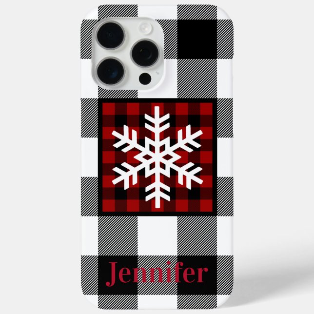 Coques Case-Mate iPhone Rouge, noir, blanc Plaid de buffle, Flocon de neig (Verso)