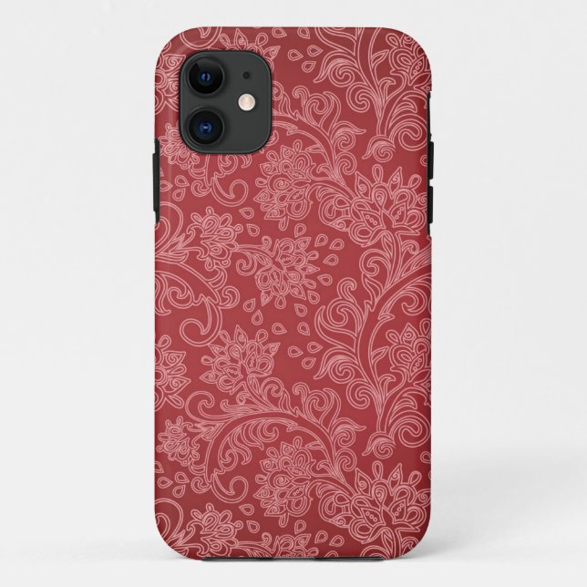 Coques Case-Mate iPhone Rouge Paisley Damask Designer Floral Classic (Dos)