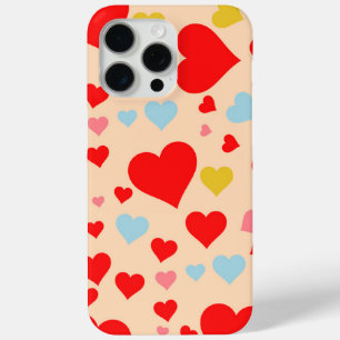 Coque iPhone 15 Pro Max Rouge rose Bleu Couleur mignonne Coeur simple Patt