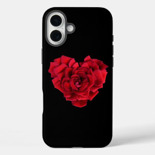 Coques iPhone 16 Plus Rouge Rose Coeur Noir