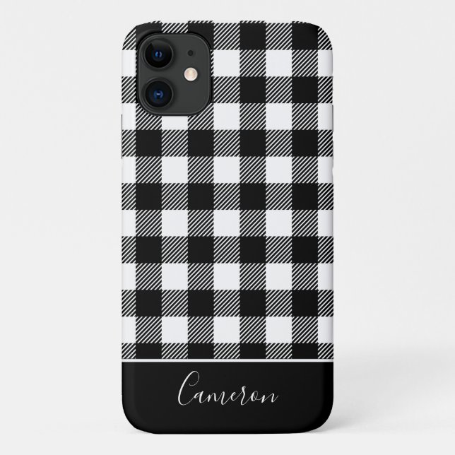 Coques Case-Mate iPhone Rouge rustique Noir Buffalo Plaid - Nom modifiable (Dos)