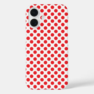 Coque Pour iPhone 16 Rouge sur point Polka blanc