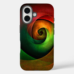 Coque Pour iPhone 16 Rouge Vert Floral Moderne Art Abstrait Motif #21